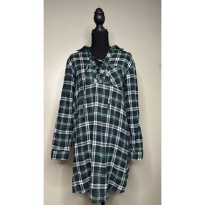 She + Sky Women's Plaid Green Maxi Dress W/ Tied V Neck Size Small
